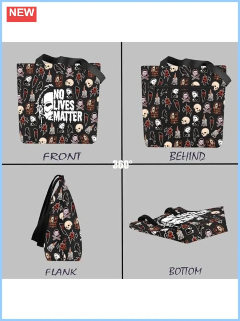 Funny Horror Movie Tote Bag Canvas Spooky Gift